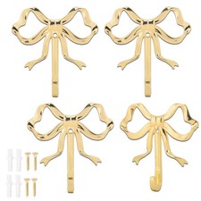 Gold Bow Wall Hook Decorative Metal Knot Living Room Decor L Size 4 Sets
