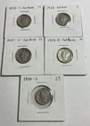 Lot of 5 Silver Mercury Dimes 90% Silver