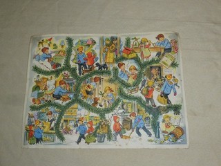 alter Adventskalender / Weihnachtskalender Kindermotiv Sparkasse 34x25cm