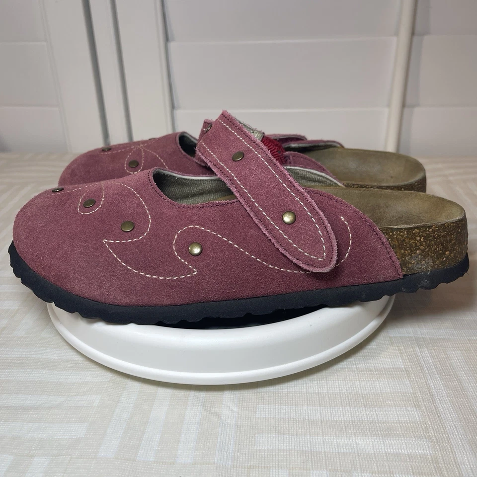 Женские сабо Betula Birkenstocks 245 без шнуровки из винной замши размер 7 с крючком и петлей - Изображение 3 из 4