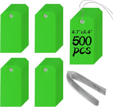 500 Pieces Plastic Shipping Tags with Wire Waterproof Hang Tags Heavy Duty Label