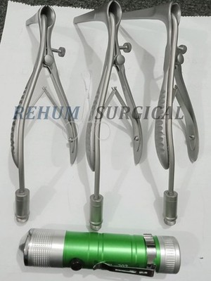  Set of 3 Fiber Optic Nasal Speculum ENT Diagnostic Instruments with LED Light S