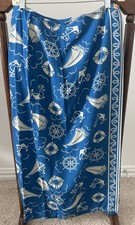 Ralph Lauren Country Maxi Skirt Womens L Rayon Wrap Nautical Print Blue Vintage