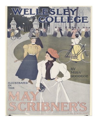 Vintage Wellesley College Wandkunst Klassischer Stil Urbane Szene Wand