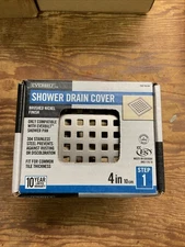 Everbilt 4 in. Brushed Nickel Square Grid Drain Grate Stainless Steel EVB4SQ63SF
