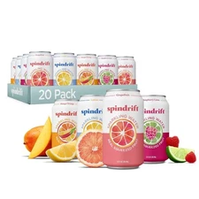 Spindrift Sparkling Water – 12oz, 20 Pack, Real Fruit Variety