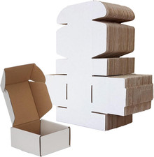 4X4X2 Shipping Boxes Set of 100, White Small Corrugated Cardboard Box, Mailer Bo