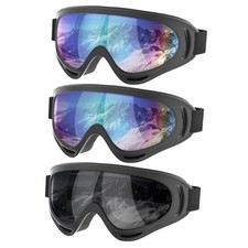 Ski Goggles, 3 Pack Snowboard Goggles 01. Black Frame  Multicolor Gray Lens
