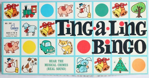 Vintage Ting-a-Ling Bingo Cadaco Game 282 1968 Board Game Makes Sound/Chimes