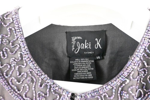 Vintage Jaki K Sydney 100% silk beaded evening jacket in elderflower size UK14 - Picture 3 of 13