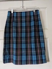 J G Hook Skirt Womens SIZE 6 100 Wool Vintage A-line Blue Plaid