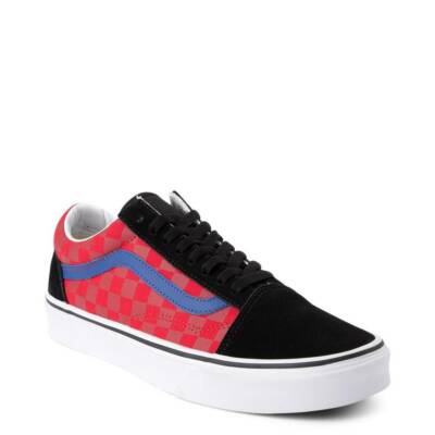 vans old skool chex skate shoe red