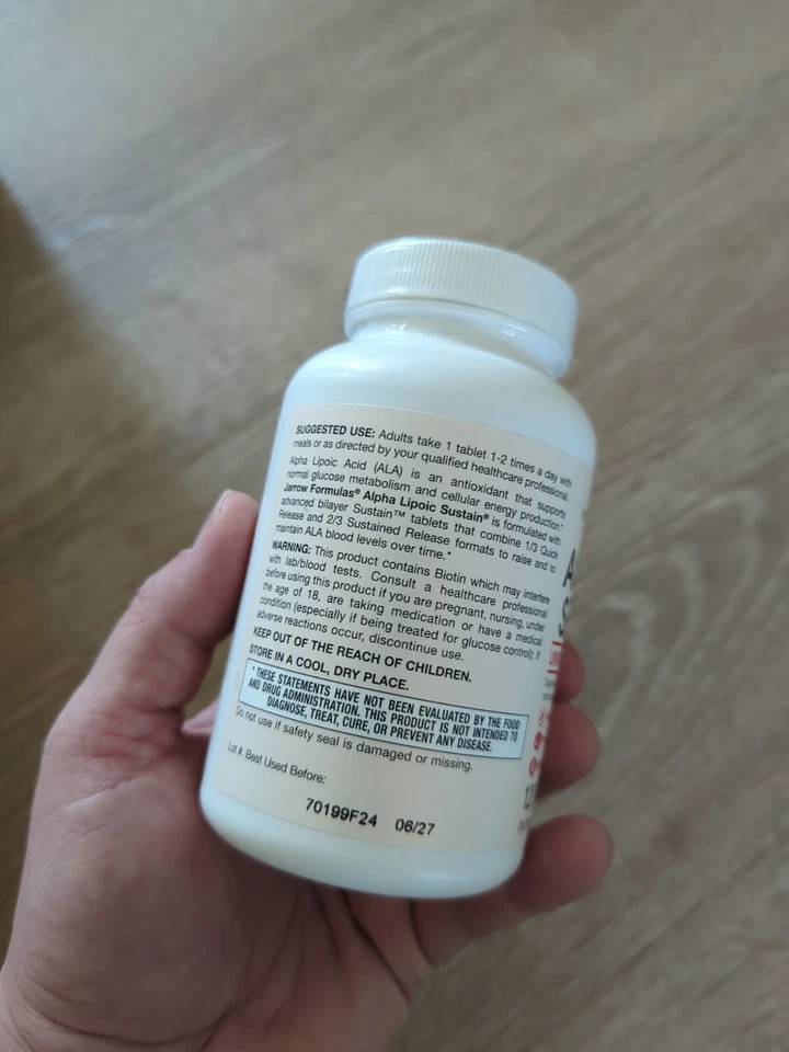 120 tablets Jarrow Formulas Alpha Lipoic Sustain w/ Biotin *SEALED* Exp 6/2027 - Image 3 of 4