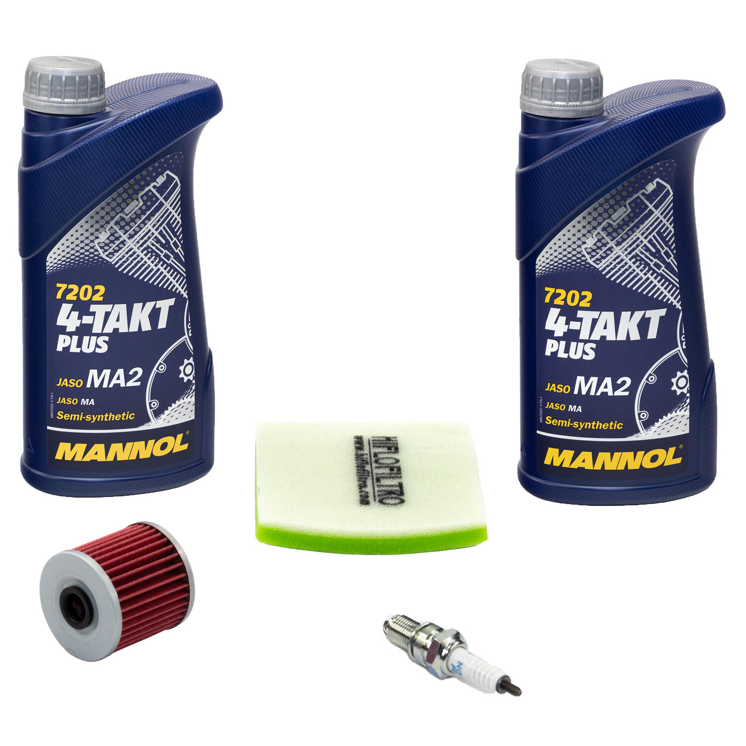 Kit Entretien Moto KTM 390 Adventure / Duke 125/390 (2017-2020) - Huile 15W50 2L + Filtre Air/Huile + Bougie NGK