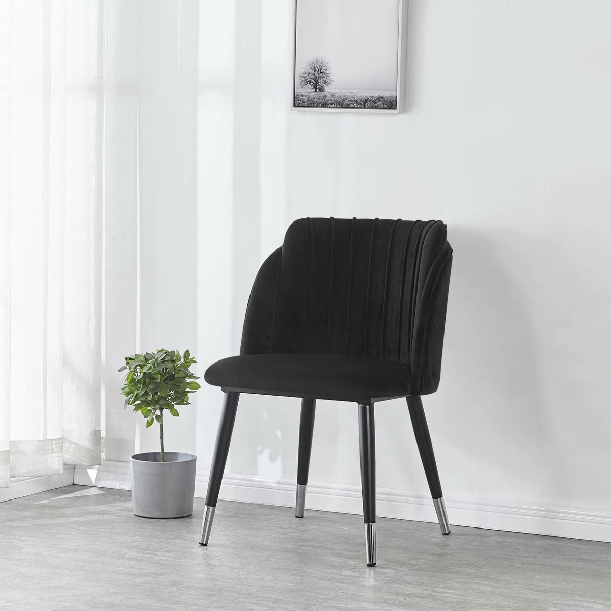 Black velvet scallop on sale chair