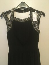 TFNC WEDDING Embellished Dress Back Fully Lined Maxi 6 Uk BNWT RRP £95 Black