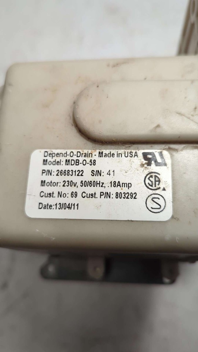 電池切れ　不動　delmare Depend-O-Drain MDB-O-58 Drain Valve Mtr 230V 50/60Hz 18Amp P/N