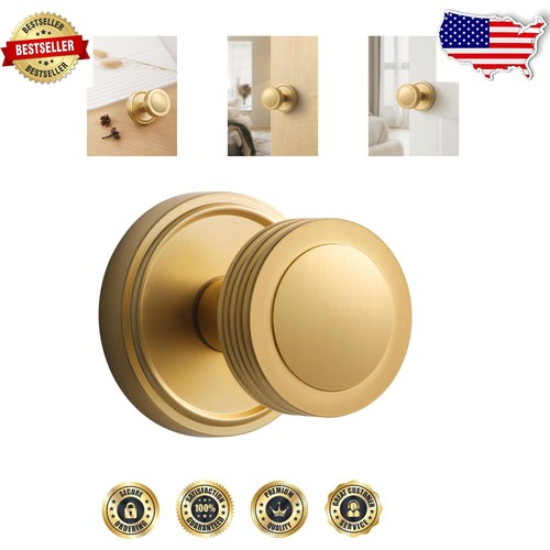 2 Pack Satin Brass Dummy Door Knobs - Easy Installation Decorative Handles - 第 1/10 張圖片