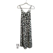 By Together Romper Women's M/L Animal Print Cream and Black Wide Leg Flowy Rayon