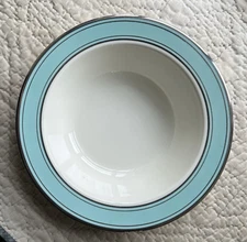 VTG Taylor Smith Taylor TST Silver Blue Soup Bowls MCM Platinum Trim - ATOMIC!