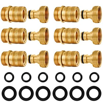 Garden Hose Quick Connect Solid Brass 3/4 inch GHT External Thread Easy Conne...