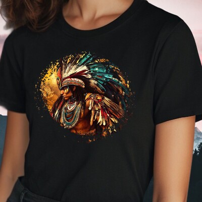 T-Shirt Frauen Traditioneller mexikanischer Krieger Motiv Baumwolle GrößeSbis3XL