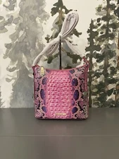 NWT BRAHMIN KATIE PINK COBRA Croc MELBOURNE LEATHER CROSSBODY SHOULDER Bag