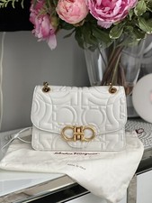 Salvatore Ferragamosalvatore Ferragamo Gancini Matelassé Leather Bag, White New