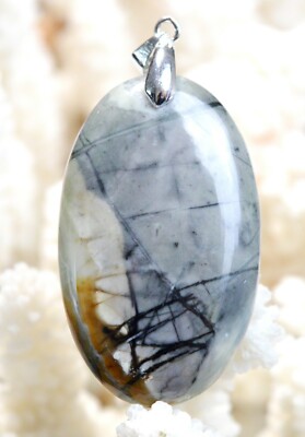 FATTO A MANO Naturale Bronzite Diaspro 925 Pendente Argento Sterling 2