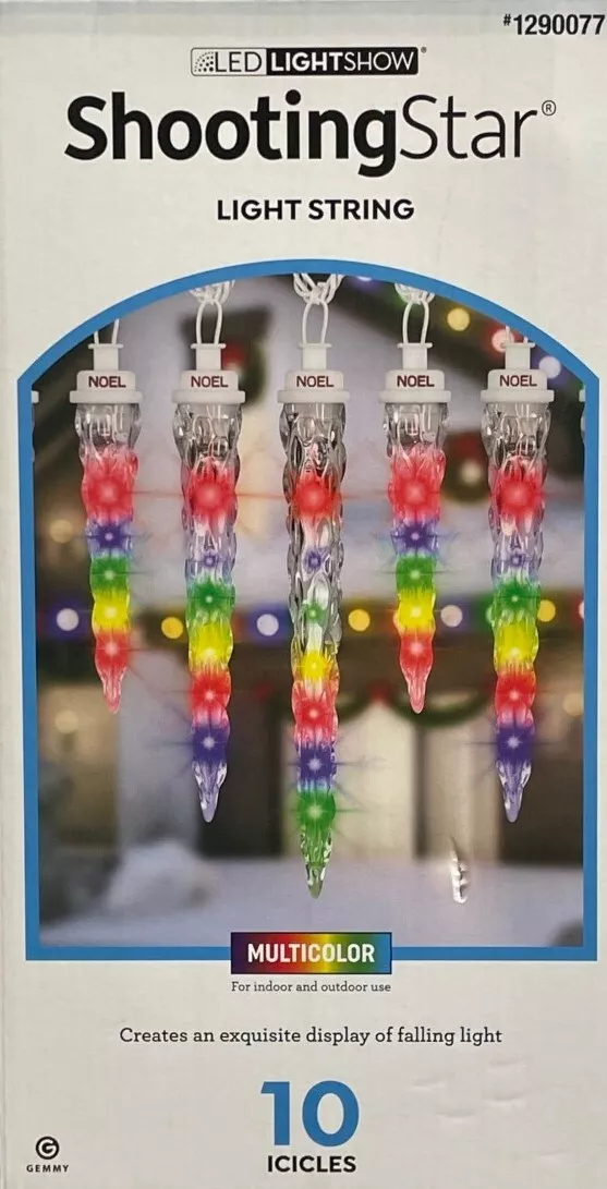 Gemmy Lightshow Shooting Star Multi Color LED Icicle Lights Set of 10