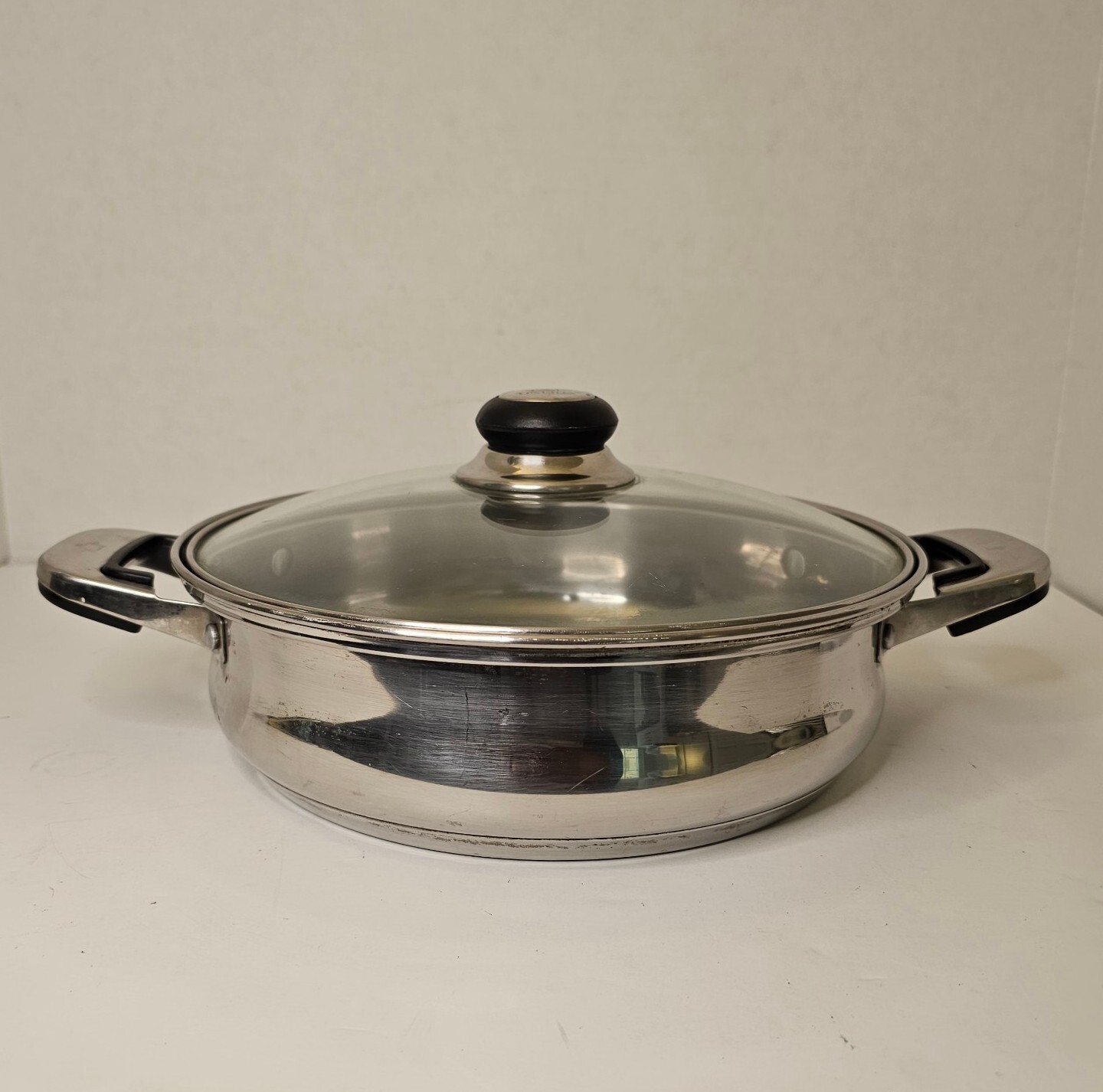 Oneida Immaculate 10” Covered Casserole Double Handle Pan with Lid 18/10 SS eBay