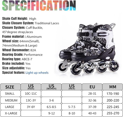 Unisex Kids Adjustable Inline Skates with Flashing Wheels - Perfect Gift Choice - Picture 8 of 9