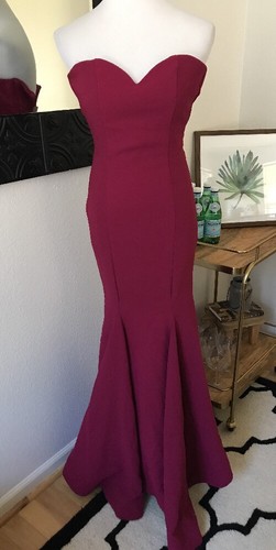 Red Wine Mermaid Maxi Dress Gown 