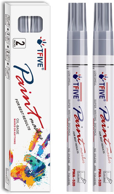 Silver Permanent Paint Marker Pens - 2 Count Oil Based Marker Pen, Medium
