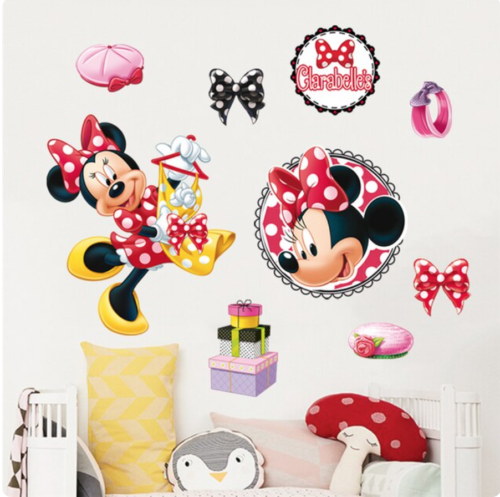 DISNEY MINNIE MOUSE POLKADOTS BOWS FASHION 3D WALL STICKER DECORATION MURAL ART  - Picture 1 of 1