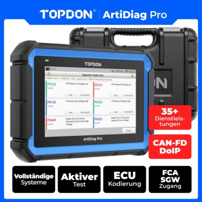 2025 Topdon Artidiag PRO 2.0 KFZ OBD2 Diagnosegerät ECU Coding TPMS CAN FD DOIP