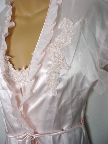 Intimo Donatella Babydoll Nightie Robe Set Small Pink Satin Lingerie Lace Sheer - Picture 4 of 10