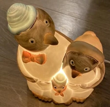 Penguin Night Light P Family Holiday Wall Plug Indoor Vtg Christmas 6X4.5X4”EUC