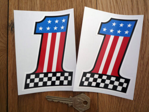 USA No1 Chequered STICKERS 4" Pair Harley Corvette Mustang American Hot Rod Drag - Picture 1 of 1