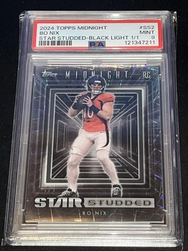 Bo Nix Rookie 1/1 Star Studded Black Light PSA 9 2024 Topps Midnight SSP Denver