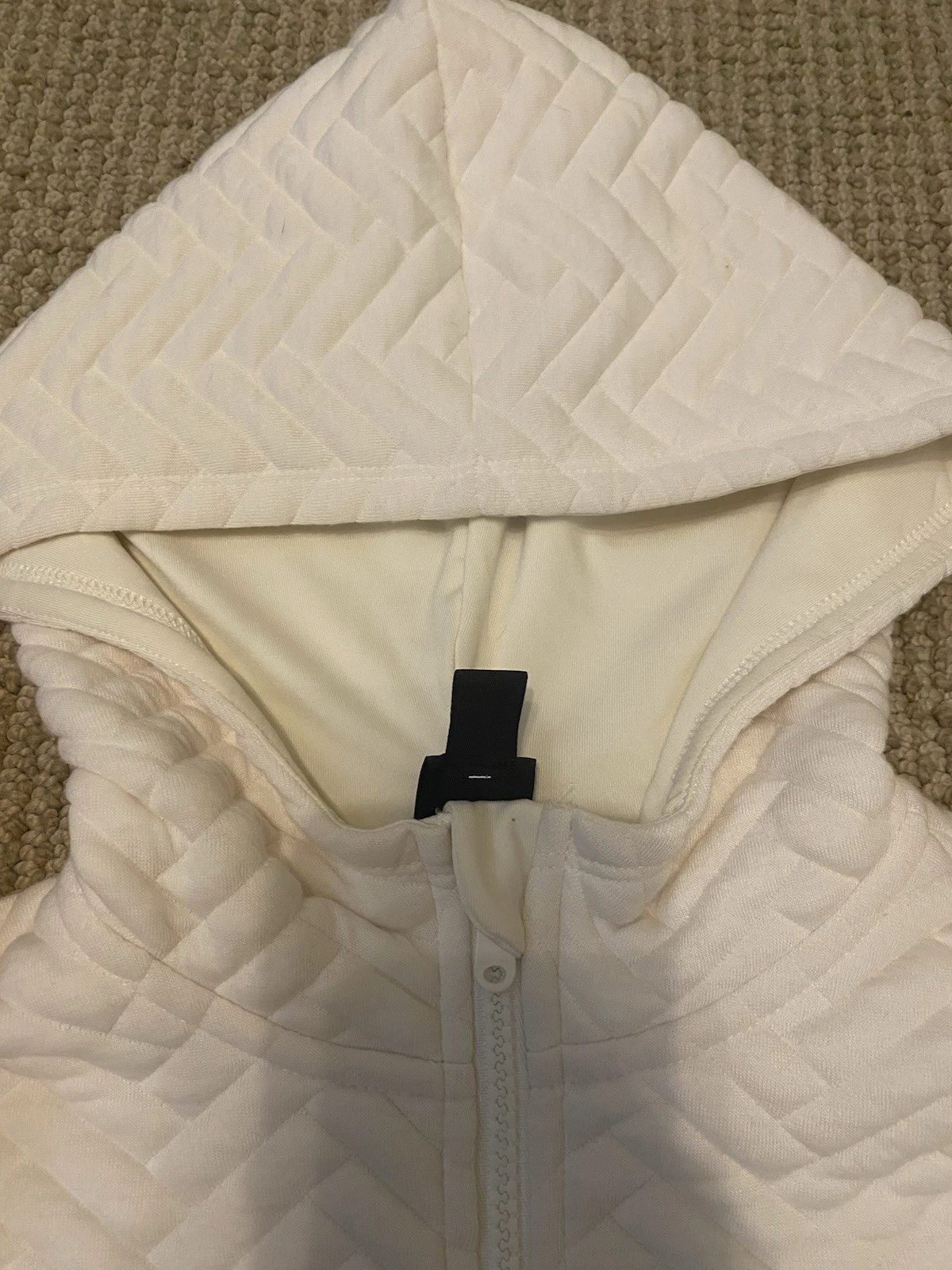 OFF WHITE Felpa con cappuccio donna relaxed trapuntata quarto zip creata per Macy's