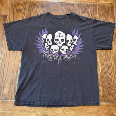 Lacuna Coil Band T Shirt Large Skull Cluster Double Sided Fade Holes Band Logo