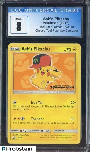 2017 Pokemon BSP I Choose You! Purchase Campaign #SM110 Ash's Pikachu CGC 8