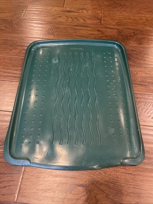 Vintage Rubbermaid Hard Rubber Dish Drainer Tray 1183 20  x 16  Hunter Green