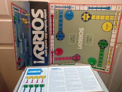 Vintage 1972 SORRY! Parker Brothers Slide Pursuit Board Game 100% Fully Complete