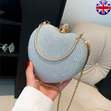 Heart Shape Shoulder Bag Metal Chain Shiny Handbag Crossbody Bag  Wedding Party