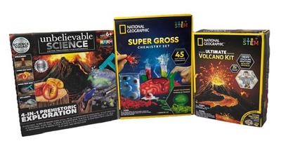 STEM Lot Of 3 National Geographic Chemistry, Volcano, Unbelievable Science New