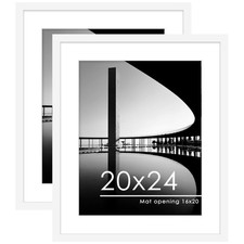 PEALSN 20x24 Picture Frame Set of 2, Wall Mount, 16x20 w/Mat, 20x24 No Mat