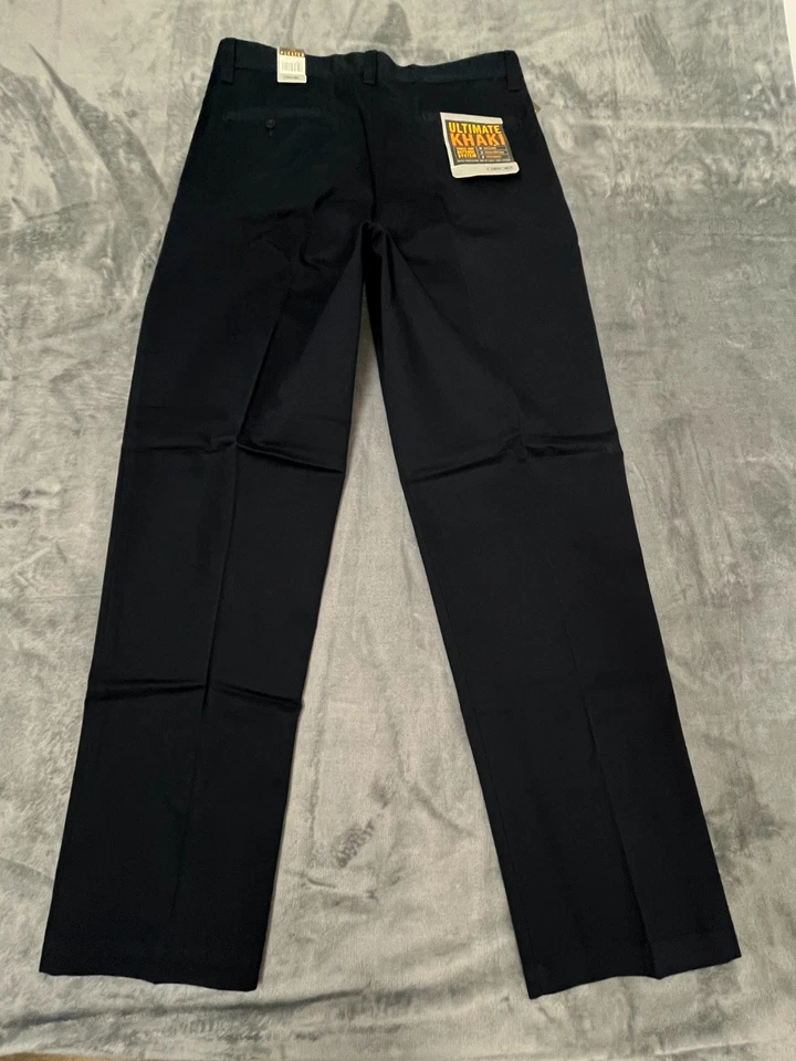 Cherokee Ultimate Khaki Pants Mens 34x34 Navy Pleated Straight Leg Classic Fit - Image 3 of 4
