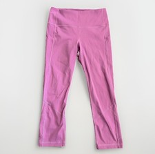 LULULEMON Leggings Womens 4 Pink Cropped High Rise Mesh Panels Pockets Yoga 22"